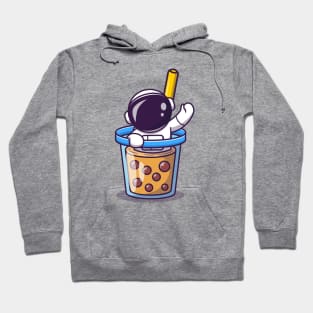 Cute Astronaut In Boba Milk Tea Cup Hoodie